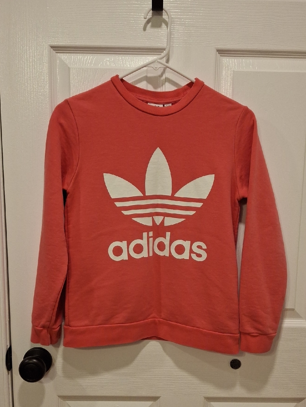 adidas Kids Coral Sweatshirt with White Trefoil Logo. Size M
